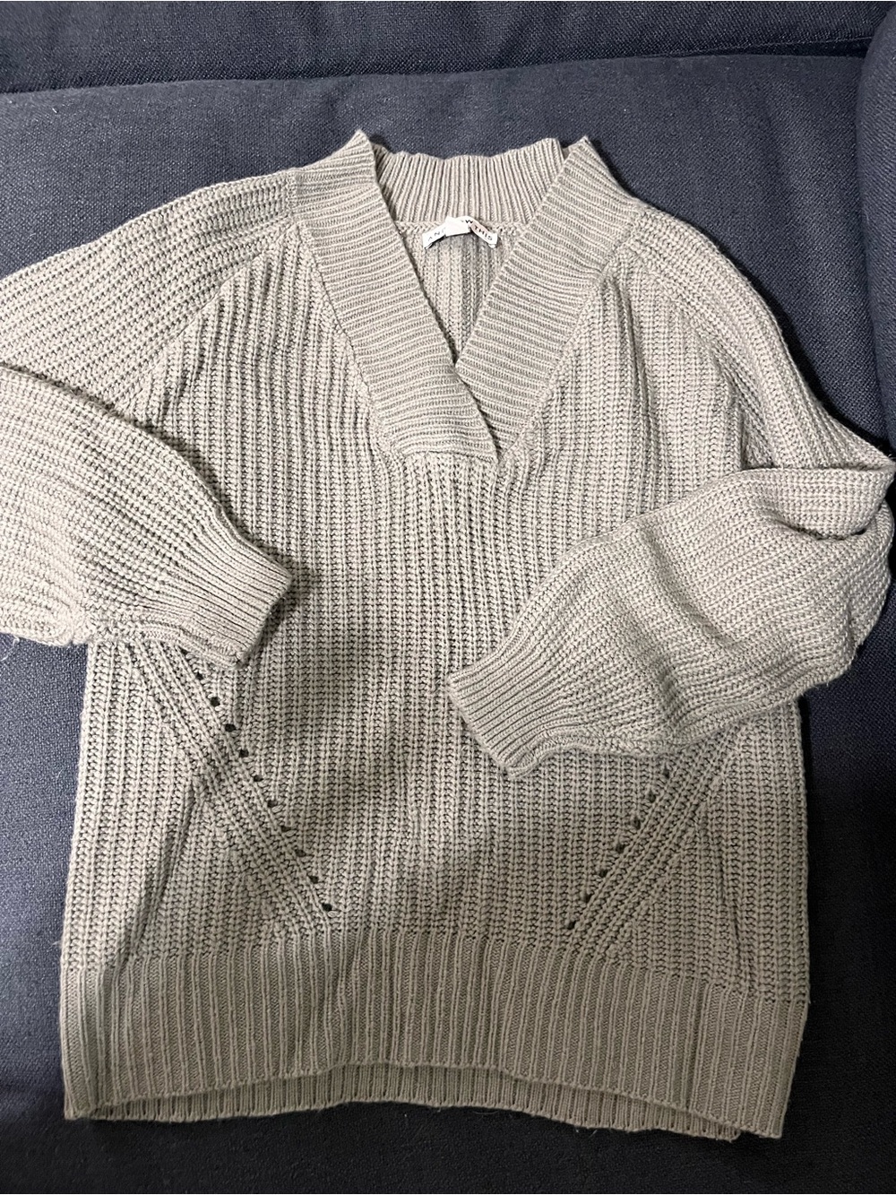 Light Taupe V-Neck Knit Sweater